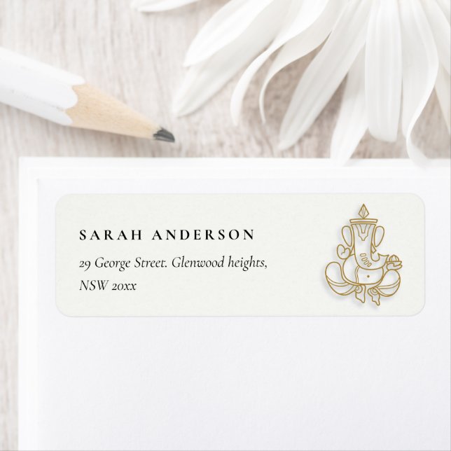 Classy Minimal Gold Ganesh Indian Address (Insitu)