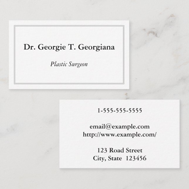 Classy & Minimal Plastic Surgeon Business Card Visitenkarte (Vorne/Hinten)