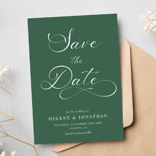 Classy Minimalistisch Eleganwood Forest Green Wedd Save The Date