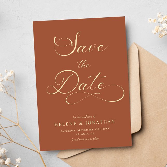 Classy Minimalistisch Terracotta auf dem Monte Tam Save The Date (Classy Minimalist Terracotta Elegant Wedding Save The Date)