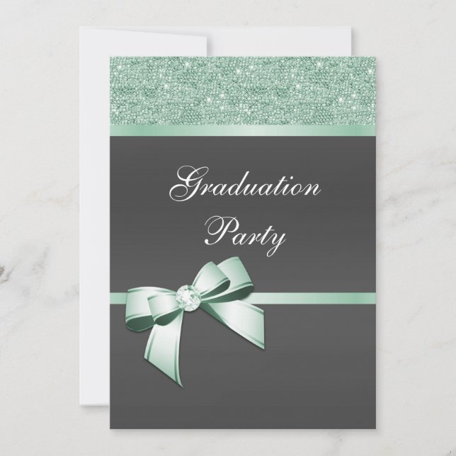 Classy Mint Green & Black Graduation Party Einladung (Vorderseite)