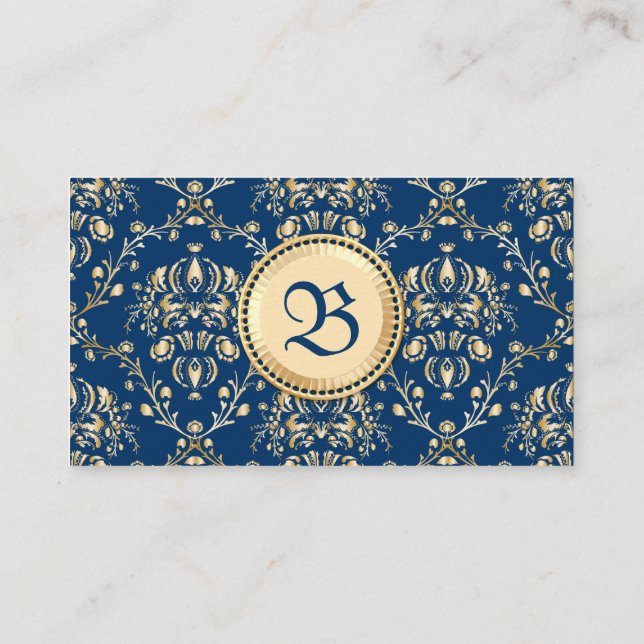 Classy Mittelalterliches Monogramm Gold Midnight B Visitenkarte (Rückseite)