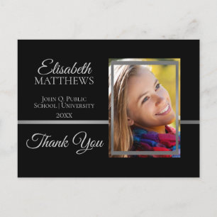 Classy Modern Abschluss Name Foto Vielen Dank Postkarte