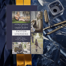 Classy Modern Dark Blue Foto Abschluss Ankündigung