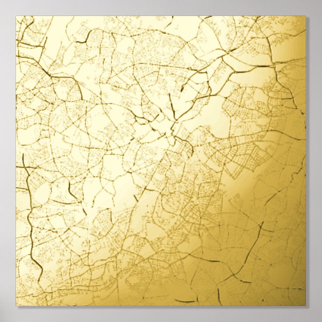 Classy & Modern Elegant Gift Map Birmingham, UK Foliendrucke (Vorderseite)