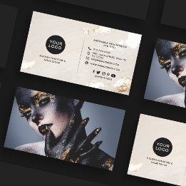 Classy Modern Gold Foil Logo Foto & Social Media Visitenkarte