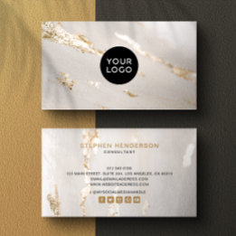 Classy Modern Gold Foil Logos & Social Media Visitenkarte
