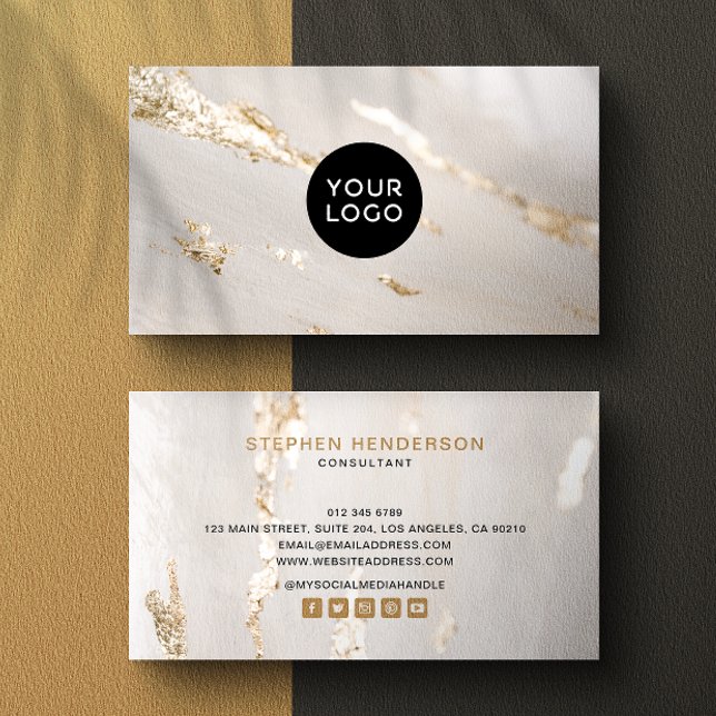 Classy Modern Gold Foil Logos & Social Media Visitenkarte (Von Creator hochgeladen)