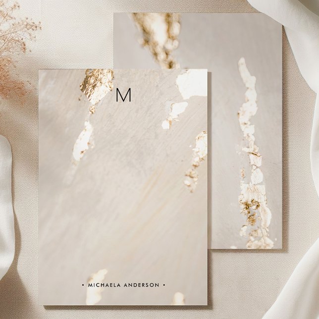 Classy Modern Gold Foil Monogram & Name Stationery Mitteilungskarte (Von Creator hochgeladen)