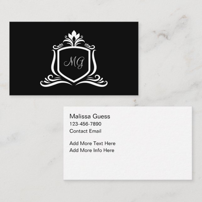 Classy Monogram Elegant Business Cards Visitenkarte (Vorne/Hinten)