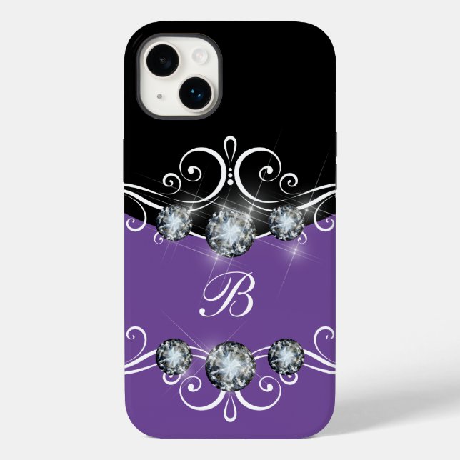 Classy Monogram Glitzy Bling Case-Mate iPhone Hülle (Rückseite)