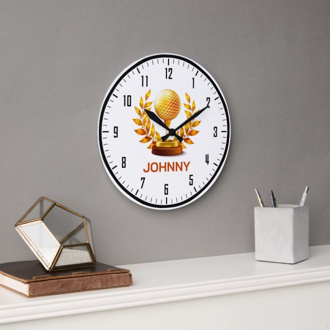 Classy Monogram | Golf Sport Geschenke Große Wanduhr (Büro)