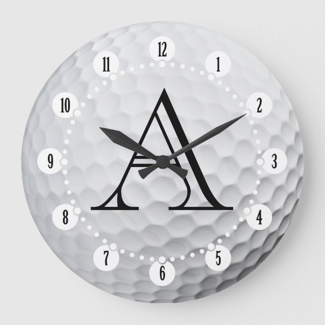 Classy Monogram | Golf Sport Geschenke Große Wanduhr (Vorderseite)