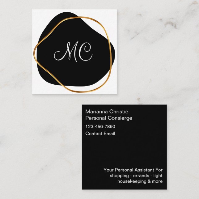 Classy Monogram Personal Concierge Terminkarte (Vorne/Hinten)