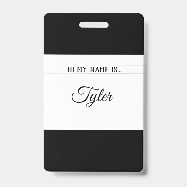 Classy Monotone Name Tag Ausweis (Vorderseite)
