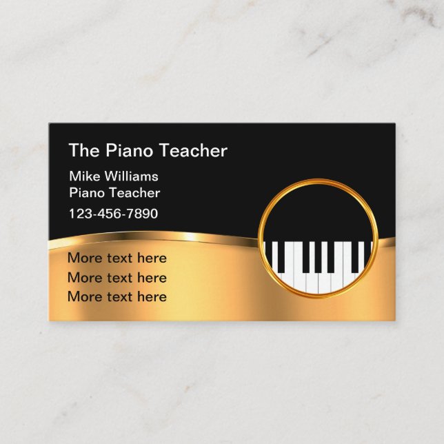 Classy Musical Piano Theme Business Cards Visitenkarte (Vorderseite)