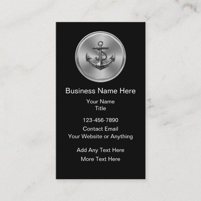 Classy Nautical Anchor Theme Business Cards Visitenkarte (Vorderseite)