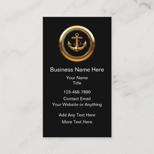 Classy Nautical Anchor Theme Business Cards Visitenkarte (Vorderseite)