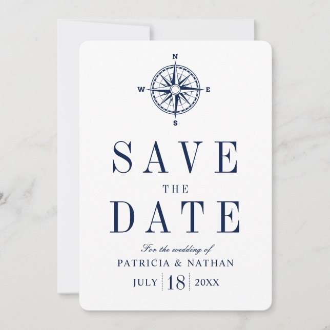 Classy Nautical Compass Save the Date (Vorderseite)