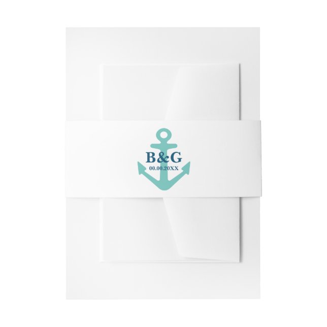 Classy nautical logo Hochzeit Einladung Bauchband Einladungsbanderole (Vorderseite Beispiel)