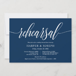 Classy Navy Blau, Hochzeit Probe und Abendessen Einladung