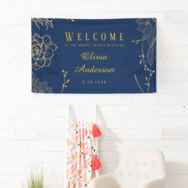 Classy Navy Blue Botanals Brautparty Banner