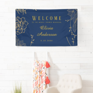 Classy Navy Blue Botanals Brautparty Banner