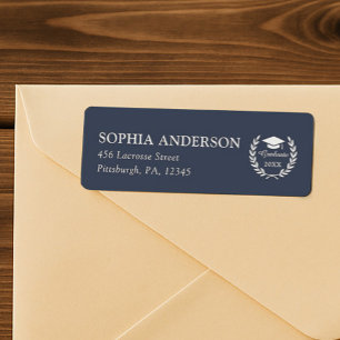 Classy Navy Blue Custom Abschluss Rücksendeadresse