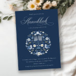 Classy Navy Blue Hanukkah Floral Party Einladung<br><div class="desc">Wenn Sie weitere Anpassungen benötigen,  schreiben Sie mir bitte an yellowfebstudio@gmail.com.</div>