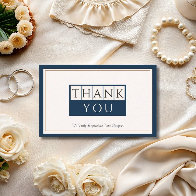 Classy Navy Blue Ivory Vielen Dank Visitenkarte (Von Creator hochgeladen)