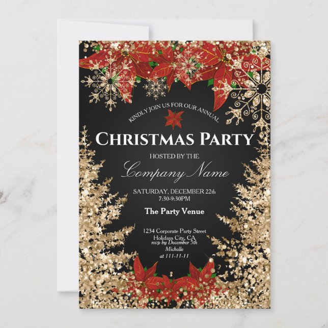 Classy Navy Gold Glitzer Corporate Weihnachtsfest  Einladung (Vorderseite)