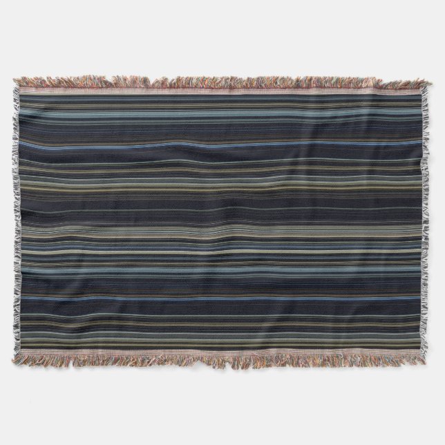 Classy Navy und Gold Multicolor Stripes Decke (Vorderseite)