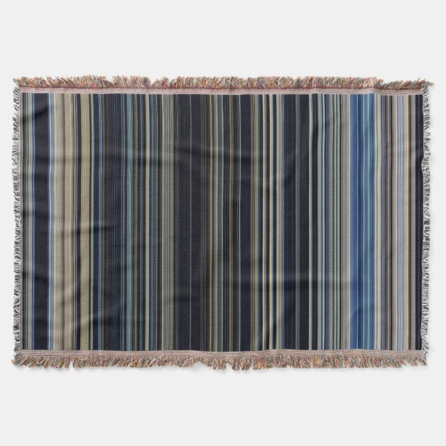 Classy Navy und Gold Multicolor Stripes Decke (Vorderseite)