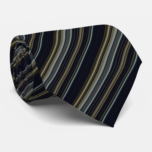 Classy Navy und Gold Stripes Krawatte (Gerollt)