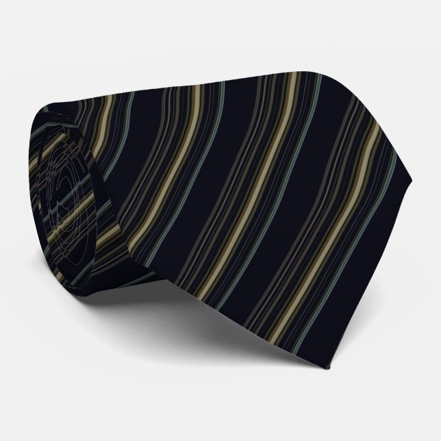 Classy Navy und Gold Stripes Krawatte (Gerollt)