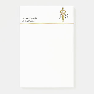 Classy Noble Medical Elegante Gold Silver Asclepiu Post-it Klebezettel
