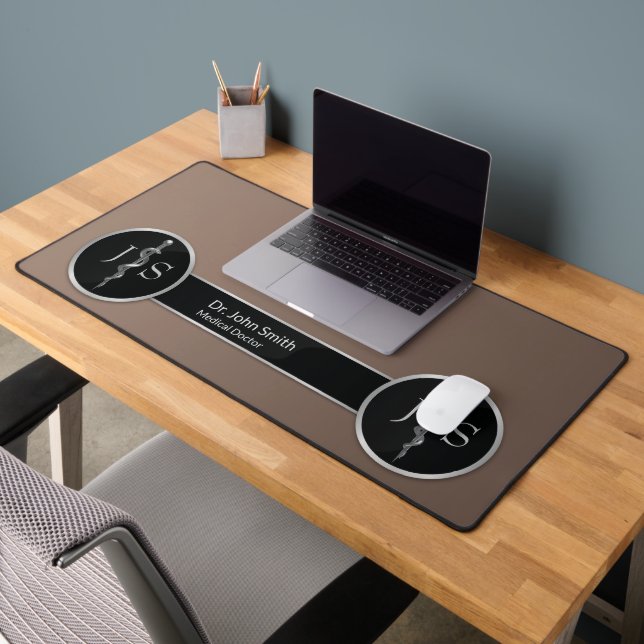 Classy Noble Silver Rod of Asclepius Medical Schreibtischunterlage (Büro 2)