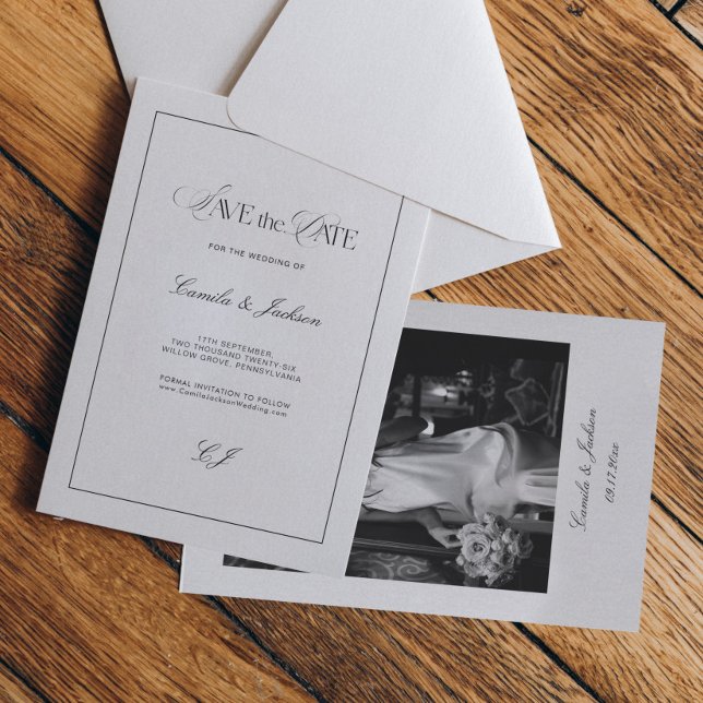 Classy Old Money Wedding Save the Date Photo Einladung (Von Creator hochgeladen)