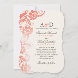 Classy Ombre Coral Blume Hochzeiten Einladungen