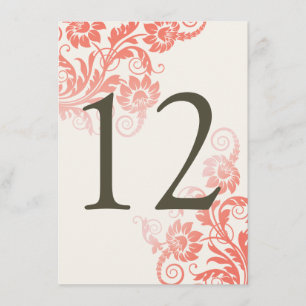 Classy Ombre Coral Tischnummer Card