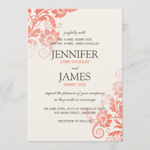 Classy Ombre Coral Wedding Einladungen (12x18)