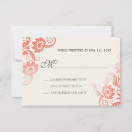 Classy Ombre Coral Wedding RSVP Karte