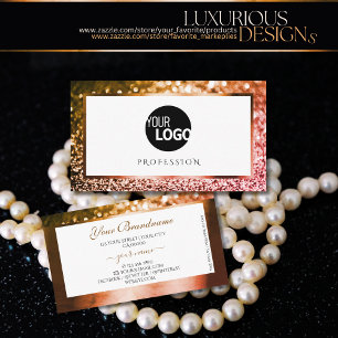 Classy Orange Pink Ombre Glitzer White Add Logo Visitenkarte