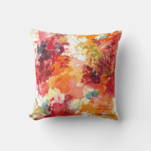 Classy Orange Red Floral Abstrakt Watercolor Kissen