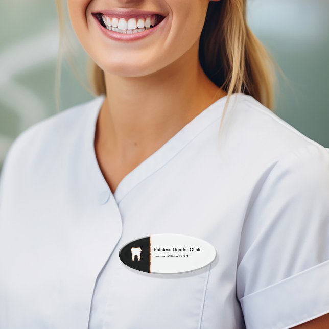 Classy Oval Dental Office-Mitarbeiter Namenschild (Classy Dentist Staff Name Tags)