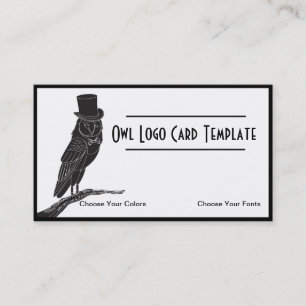 Classy Owl Wear Top Hat Logo Business Card Visitenkarte
