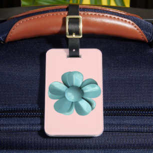 Classy Pastel Blue Daisy Blossom MOD Pink Blume Gepäckanhänger