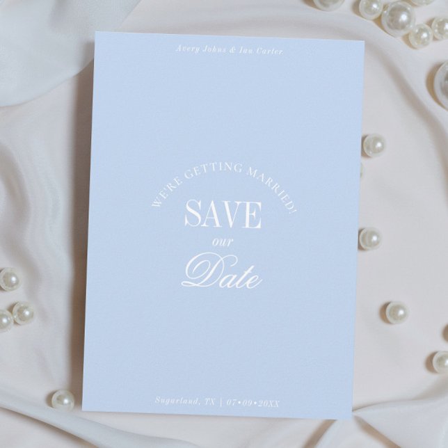 Classy Pastel Blue Elegant Save the Date Card (Von Creator hochgeladen)