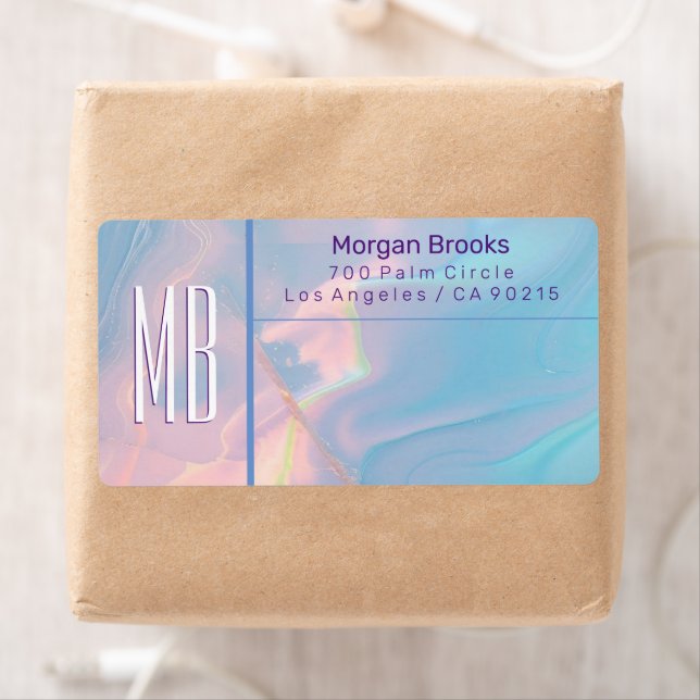 Classy Pastel Marble Monogram-Adresse (Insitu)