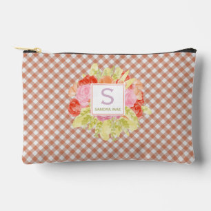 Classy Pastel Peach Orange Gingham Karo Pattern Zubehörtasche